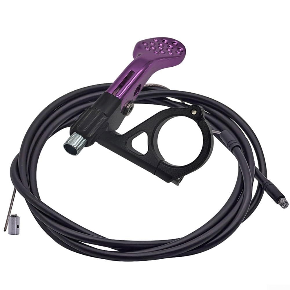 Bike Dropper Seatpost Remote Control Lever 22Mm Diameter Internal External Cable Routing Compatible Telescopic Seat Post Switch Aluminum Alloy Controller Black Red Silver Purple(Purple)