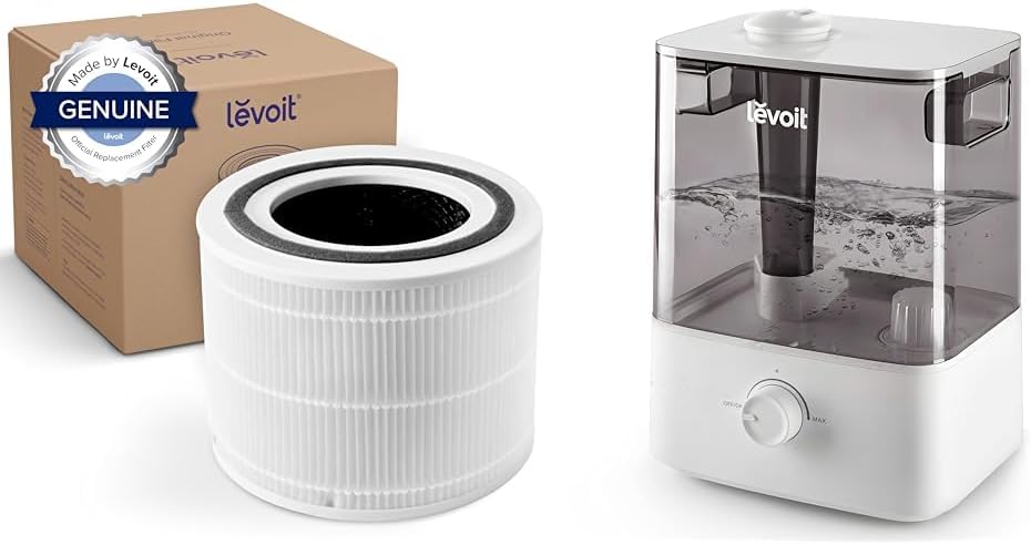 LEVOIT Core 300 Air Purifier Replacement Filter, 3-In-1 Filter, Efficiency Activated Carbon & Classic300 Ultrasonic Top Fill Humidifier, Extra Large 6L Tank Last 60-Hour - Super Quiet