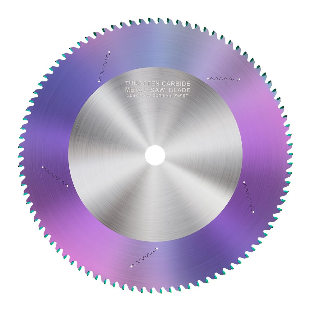 Lama per sega circolare, 355 x 30 mm, per metallo, acciaio, ferro, 90 denti, in metallo duro, rivestimento ULTRA, per sega circolare da tavolo, sega, troncatrice, sega circolare da tavolo HM