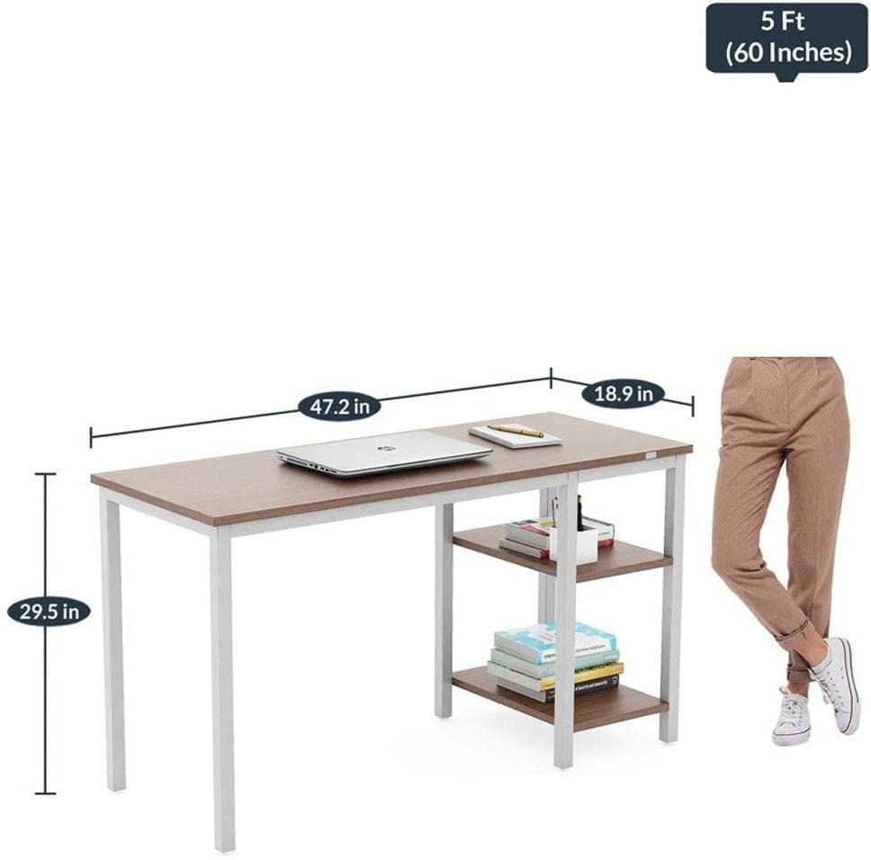 Image of Pure Sheesham (Rosewood) with Storage Solid Wood Study Table (Free Standing, Finish Color - Walnut & Silver Grey Finish)