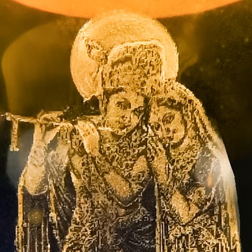 Image of 3D Crystal Radha Krishna Lamp LED Light Base with Laser Engraved Divine Idol in Glass Spiritual Night Light for Home, Temple, Office Hindu God Gift for Pooja, Festivals & Decor