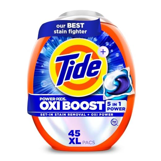 Tide Oxi Boost Power PODS Laundry Detergent Pacs, 45 Count, Set-In Stain Removal + Oxi Power, laundry soap detergent pacs