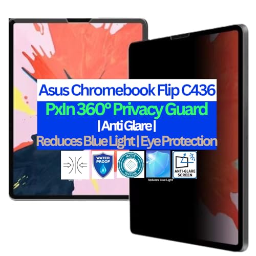 Image of Pxin Tablet Privacy Guard compatible with Asus Chromebook Flip C436 | Screen protector | Anti-Glare | Blue light filter | 360 degree Anti Spy | Eye Protection