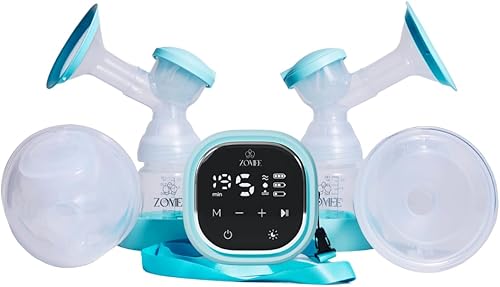 Zomee Z2 Extractor de leche eléctrico doble, portátil, manos libres, grado hospitalario, 3 modos, 19 succiones, extractor de leche portátil