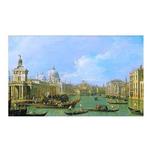 Canaletto (The Mouth of the Grand Canal Looking West towards the Carita, c.1729/30) Canvas Art Print Reproduction (12x20.1 in) (31x51 cm)