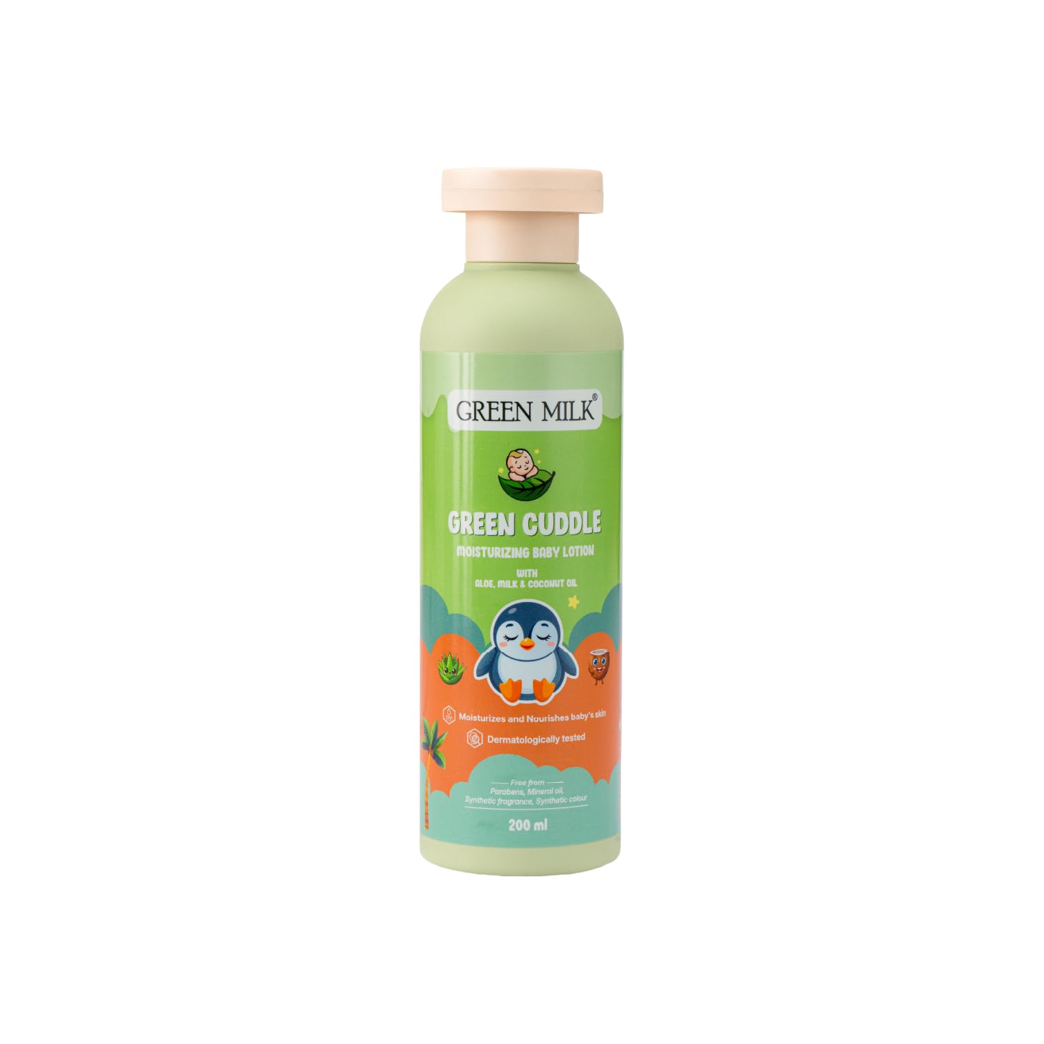 Green Milk Green Cuddle Moisturizing Baby Lotion | Gentle Body Lotion with Aloe Vera, Milk Protein & Coconut Oil | Deep Hydration for Sensitive Baby Skin | Lightweight Daily Baby Moisturiser | From 3+ Months | No Parabens, Mineral Oil or Sulfates | Dermatologist & Pediatrician Tested | 200 ml-image-14