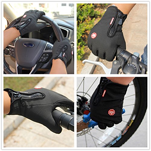 BCMRUN Guantes de Ciclismo, Impermeable a Prueba de Viento Antideslizante con Pantalla táctil de tamaño Ajustable Invierno al Aire Libre Guantes de Bicicleta Unisex (Large)
