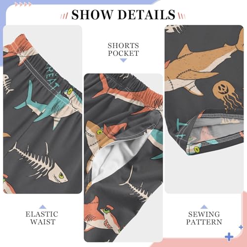 Trick Or Treat Shark Boys Long Pants Soft Trousers Elastic Waist Kids Lounge Bottoms with Pockets S-XL4