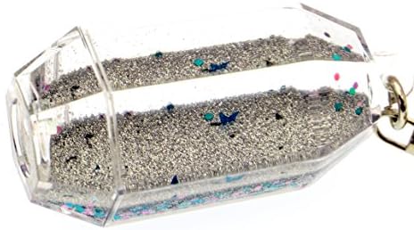 Creationtop Liquid Keychain Fashionable Glitter Powder Moving Floating Keychain (Grey/Purple/Stars)