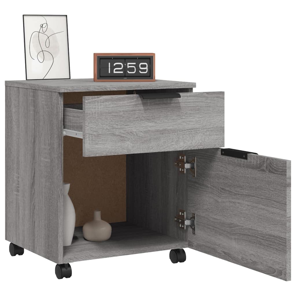 Aktenschrank mit Rollen, Rollcontainer, Mobiler Büroschrank, Büromöbel, Aufbewahrungsschrank für Home Office, 45 x 38 x 54 cm, Holzwerkstoff