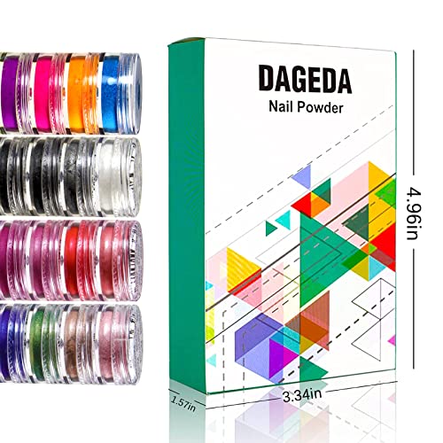 Dageda 24 Color Pigment Nail Powder, Colorful Iridescent Glitter Ultrafine Luminous Pearlescent High-Gloss Halo Powder, Nails Pigments Dust 3D Diy Nail Art Decoration（Color B ） #TOP6