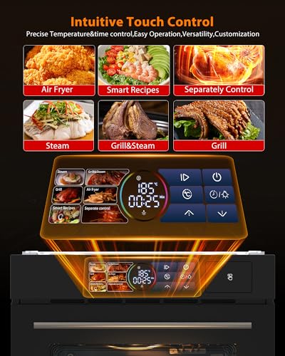 Image of 24 Inch Built-in Electric Single Wall Oven, 2.5 Cu.ft Convection Oven with 8 Cooking Functions, 360 Rotating Rotisserie, Color Touch Screen, Timer & Safety Lock, Stainless Steel Design