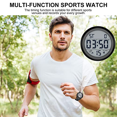 GOLDEN HOUR - Relojes deportivos digitales impermeables para hombre, pantalla ancha, fácil de leer, estilo militar con correa de goma, Negro - - imagen 8
