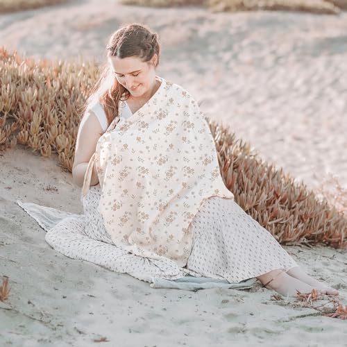 Image of Konssy Muslin Nursing Cover Up for Breastfeeding with Rigid Hoop