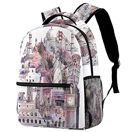Sac à dos aquarelle campus avec porte-bouteille pour vos sorties