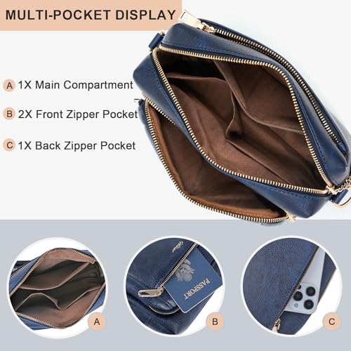 Image of Small Leather Crossbody Bags for Women Anti theft Purses and Handbag Shoulder Hangbag with Wide Strap Tassel