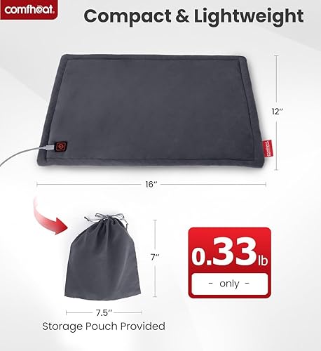 Miniatura 6 de Comfheat Almohadilla térmica USB, manta de viaje portátil de 5 V, ajustes de calor y apagado automático, terapia caliente húmeda y seca para aliviar