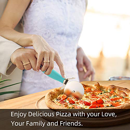 SCHVUBENR Premium Pizza Cutter Wheel - Ultra Sharp Stainless Steel Pizza Slicer with Non-Slip Soft Grip Handle - Multi-Purpose Cutter for Pizza, Dough & Pastry - Dishwasher Safe, Easy to Clean - Blue