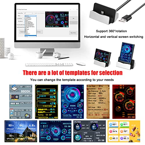 Wemay Tela IPS de 3,5 polegadas Tela Secundária USB Computadores CPU GPU RAM HDD Monitor Hora Data E