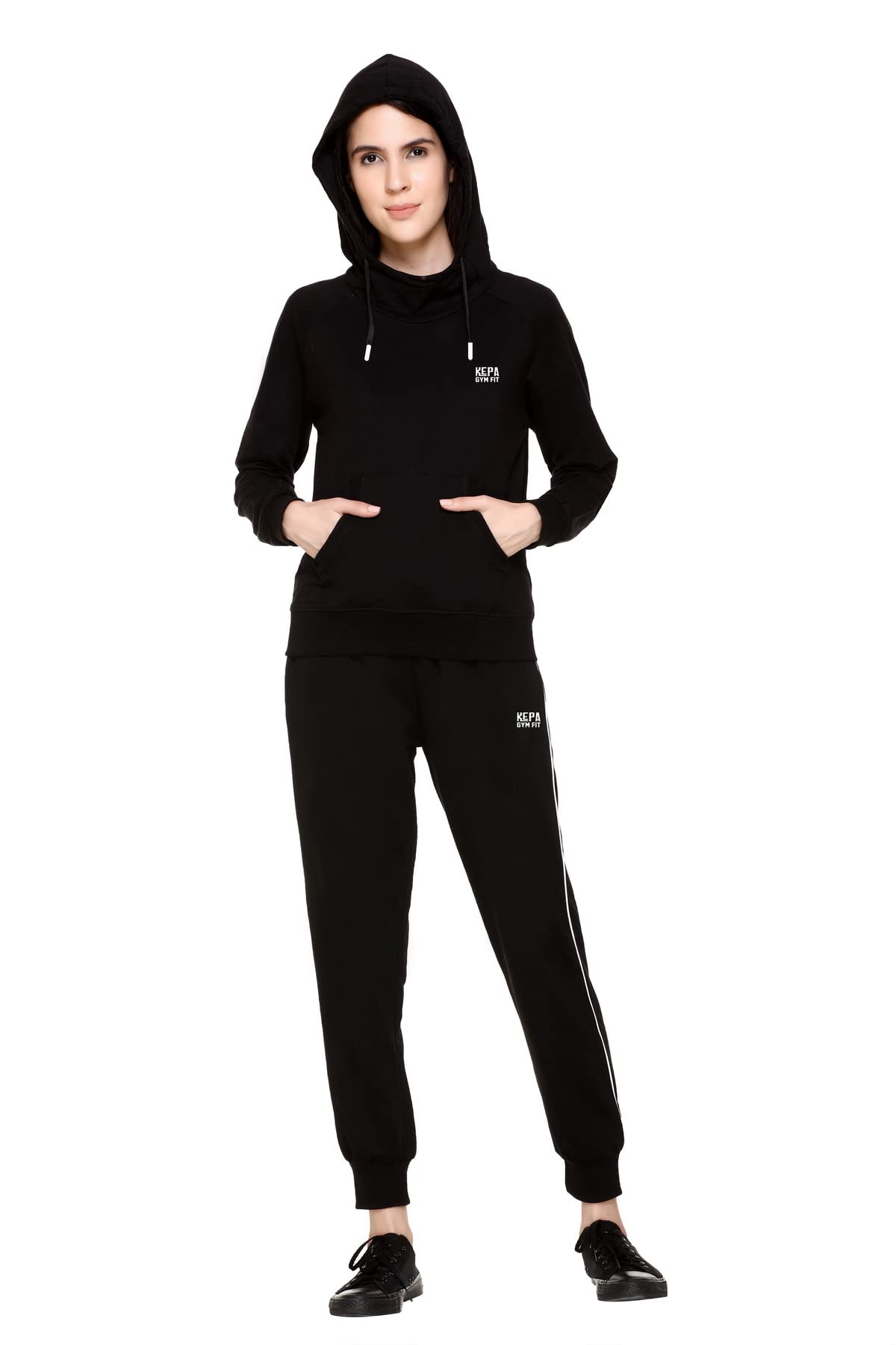 Kepa Joggers Pants for Women with Secure Pockets – Comfortable Stretchable Gym Pants, Lounge Lowers & Casual Wear Track Pants – S-XXL Black White 3