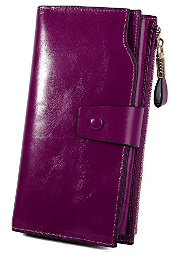 YALUXE Women's Genuine Leather Wallet RFID Blocking Multi Card Holder with Cell Phone Pocket Mothers Day Gifts