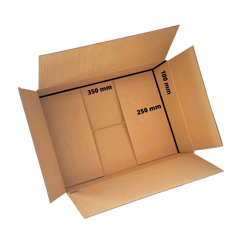 100 MyPack Faltkartons 350x250x100 mm braun 1 wellig für DHL Päckchen S rechteckiger Versandkarton für kleine Waren kleine Kartons