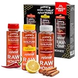 Jamie's Hive to Table Infused Honey Gift Set β Hot, Lemon, and Cinnamon Flavors, 36 Oz, Pack of 3 Squeeze Bottles β 100% Natural Raw Honey