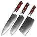 Damaszek Szef kuchni Nóż Profesjonalny Santoku Utility Cleaver Pokrojone Warzywa Home Restauracja Kuchnia Narzędzia do gotowania Nóż Kuchenny (Color : 3PCS Set)