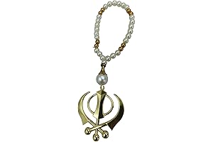 Pearls Sikh Religion Khanda Car Hanging, Pendant Gift, Rear View Mirror Accessories, Regular