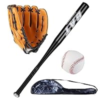 Set aus Softball- und Baseballschläger mit Handschuh und Bällen – 25 Zoll/63,5 cm Langer Aluminiumschläger für Pickup-Spiele und Schlagtraining