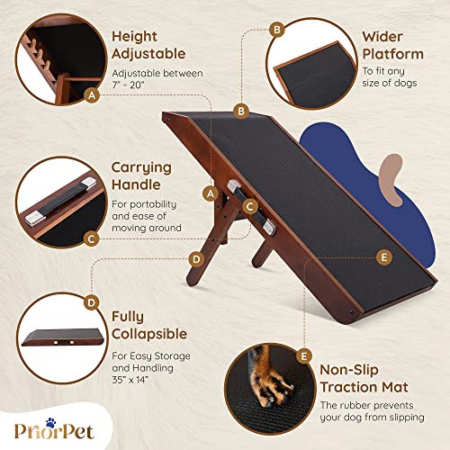 Dog ramp for Couch – Non-Slip, Sturdy Build Foldable Dog ramp – Supports up to 200lbs – Adjustable 7'' to 20'' – Landing Platform Seamlessly Connects – Birchwood Pet Ramp for Small Dogs – Walnut - Image 4