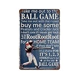 Poster en métal « Take Me Out to The Ball Game Baseball » - Décoration murale rétro p...