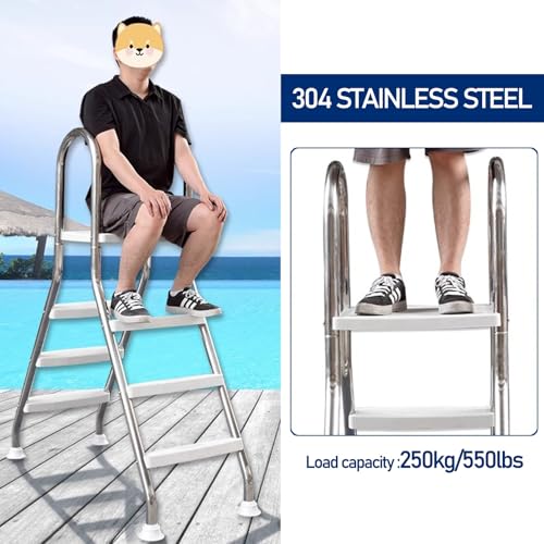 Escalera para piscina de acero inoxidable 3 peldaños miniatura 3