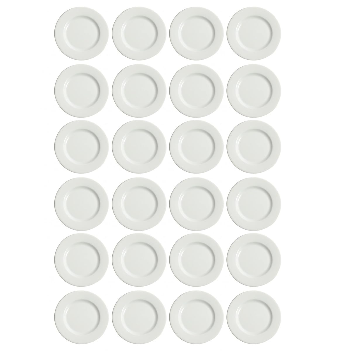 Lot de 24 assiettes pains RIA rondes, plat pour servir des tranches de pain, de baguette ou des petits pains en porcelaine blanc - diamètre 16 x hauteur 2 cm