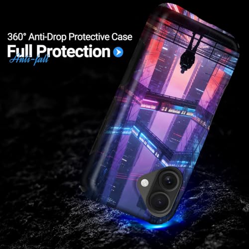 Coque double couche iPhone 17 motif cyberpunk néon compatible accessoires Magsafe - 7
