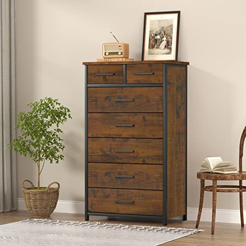 Ikeno 7 Drawer Tall Dresser With Sturdy Metal Frame, Industrial Drawer Chest For Bedroom, Clothes Storage Cabinet #TOP4