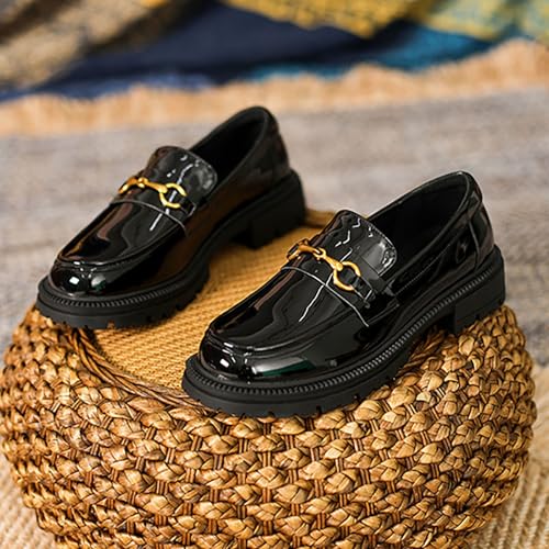 Women's Vintage English Brogues Platform Chunky Heel Slip-On Shoes Soft Microfiber Leather Comfy Wide Fit Women Shoes3