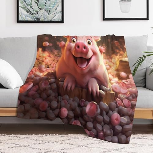 Couverture cochon mignon plaid canapé chaud anti-froid lavable machine - 3