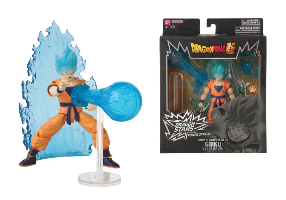 Dragon Ball Dragon Stars Power Up Super Saiyan Blue Goku Anime Figure | Figurine Goku articulée de 17 cm avec accessoires | Figurines d'action Bandai Dragon Stars Anime...