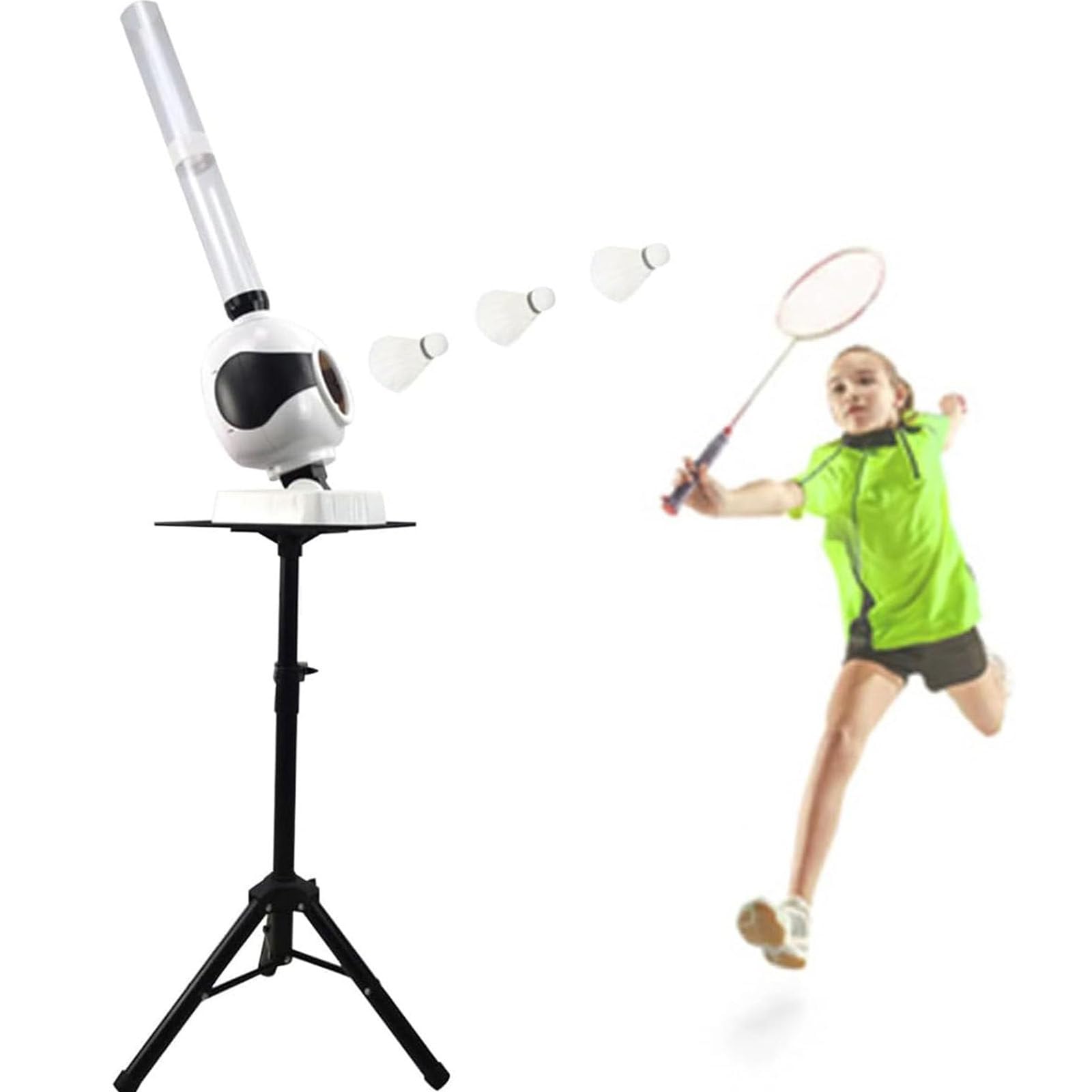 LTSRLL Badminton-Ballmaschine, automatische Badminton-Aufschlagballmaschine mit Fernbedienung/spezialisiertes Training/Allround-Ballschießen für Badminton-Liebhaber