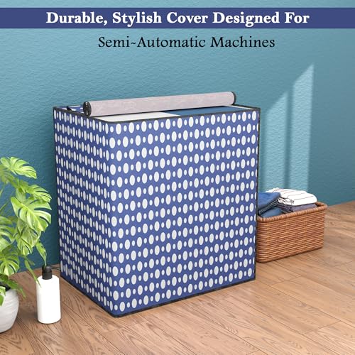 Image of Kuber Industries PVC Washing Machine Cover Semi Automatic | Dustproof Washing Machine Cover Top Load - Suitable for 6 Kg, 6.5 Kg, 7 Kg | Dot Print - Blue