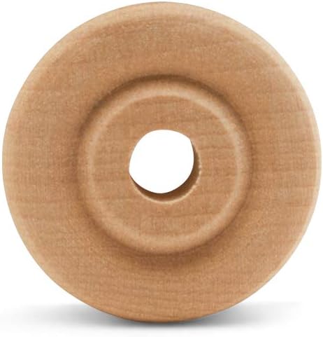 Miniatura 2 de Mini ruedas de madera clásicas, ideales para manualidades, 78 pulgadas de diámetro, 14 pulgadas de grosor, agujero de 316 pulgadas, paquete de 50