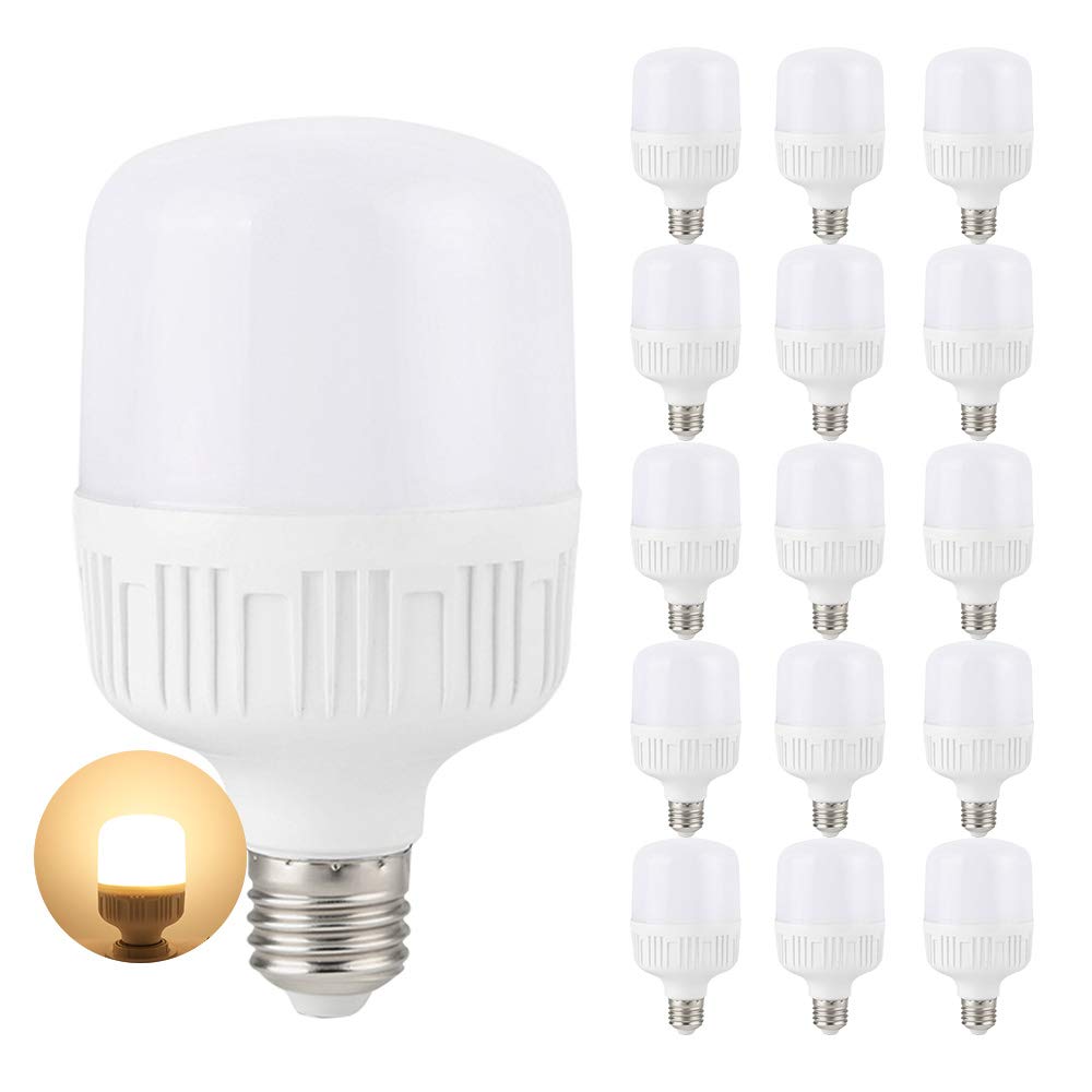 Mengjay Żarówka LED E27, z gwintem śrubowym, 18W (odpowiednik żarówki 175W), ciepła biel - 15 sztuk
