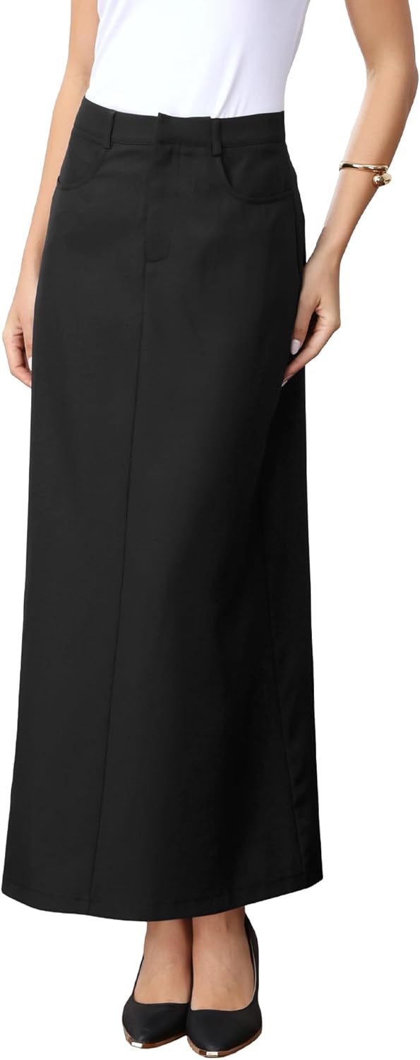 Allegra K Pencil Long Skirt for Women's High Waist Pockets Work Office Midi Bodycon Skirts