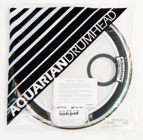 Aquarian Drumheads SKP20WH Super-Kick 1 Prepack 20-inch Bass Drum Head, gloss white