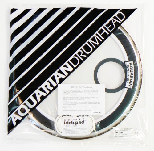 Aquarian Drumheads SKP20WH Super-Kick 1 Prepack 20-inch Bass Drum Head, gloss white