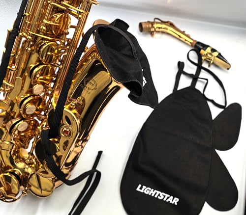 Image of 2PCS Saxophone Clarinet Care Bundle Alto, Tenor Sax Cleaning Cloth Kit, man-made chamois (Sax-black)