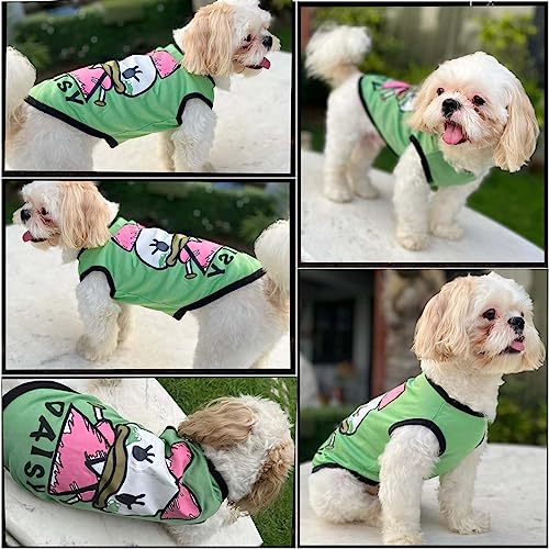 Image of Lulala Dog Shirt with Daisy Print, Pet Summer T-Shirts Sweatshirt Fashion Outfit Vests Breathable Dog Clothes Outfit, Clothes Pet Apparel for Dogs, Cats (Green, 30 INCH)