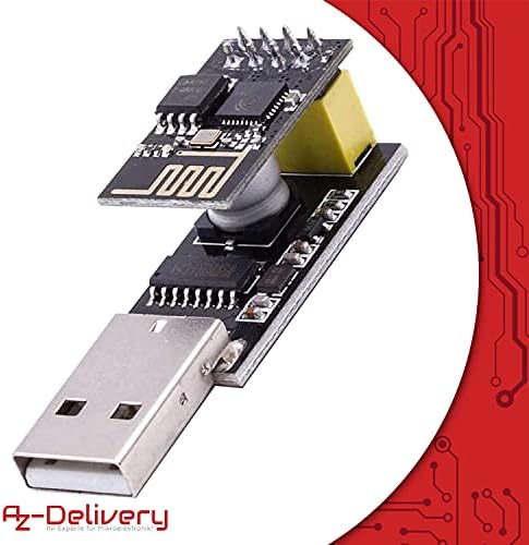 AZDelivery ESP8266 ESP-01S Serial Wireless WLAN WiFi Transceiver Module 1MB Flash 80MHz with CH340G USB Converter Adapter compatible with Arduino and Raspberry Pi Including E-Book!