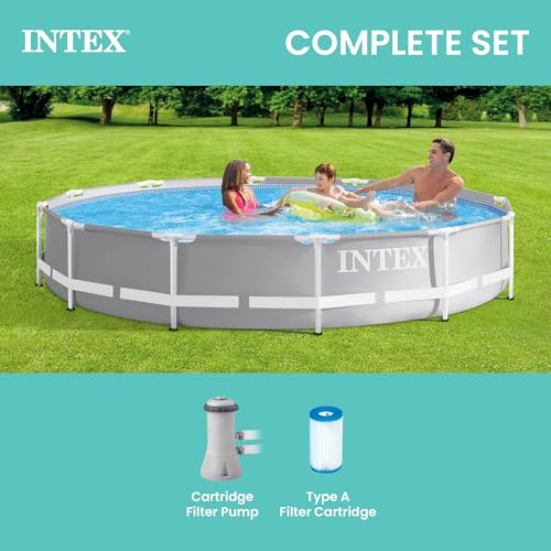 Image of Intex Prism Frame 12ft x 30in Round Above Ground Swimming Pool Set w /Pump